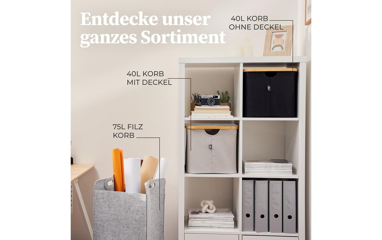Hennez Adrian Aufbewahrungskorb 40 l – Polyester – Schwarz – 310 × 410 × 310 mm