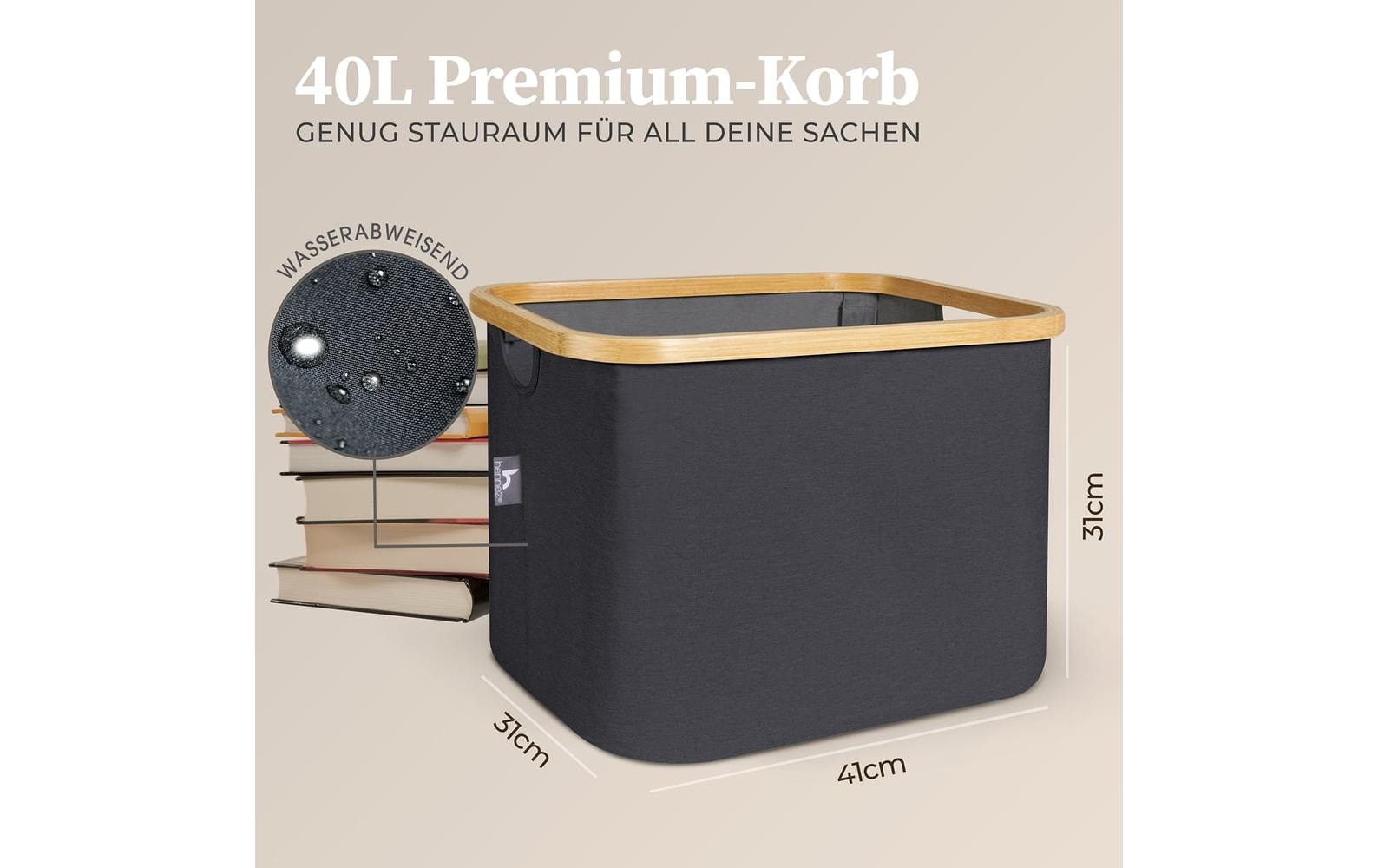 Hennez Adrian Aufbewahrungskorb 40 l – Polyester – Grau – 310 × 410 × 310 mm