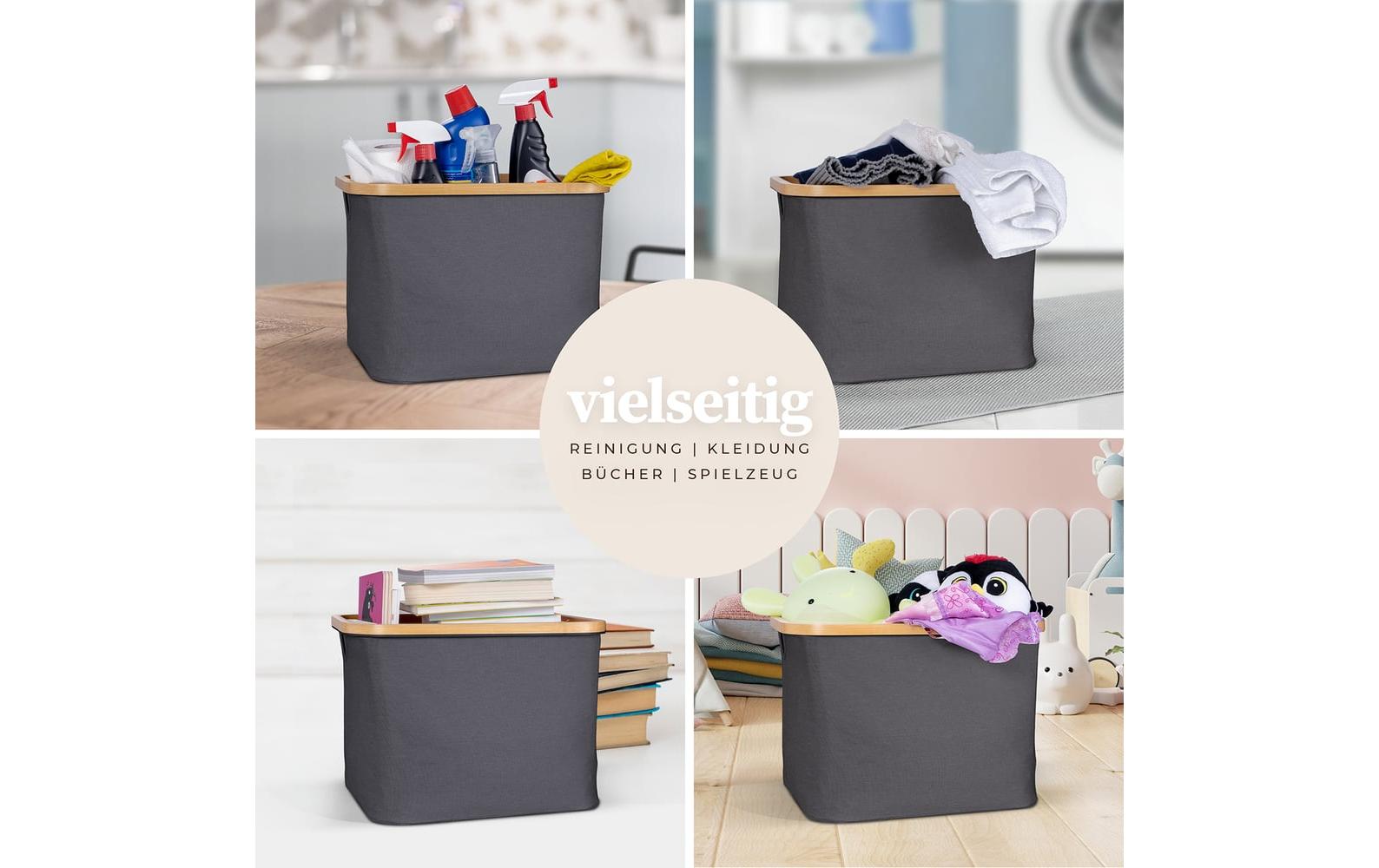 Hennez Adrian Aufbewahrungskorb 40 l – Polyester – Grau – 310 × 410 × 310 mm