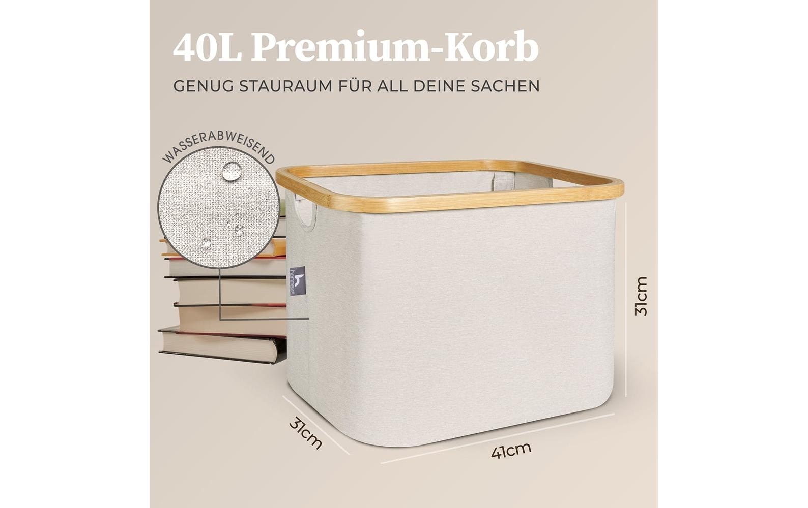 Hennez Adrian Aufbewahrungskorb 40 l – Polyester – Beige/Weiss – 310 × 410 × 310 mm