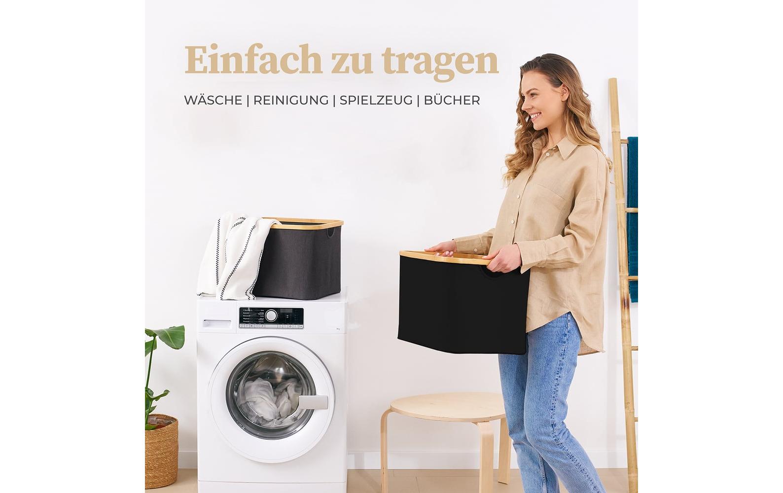 Hennez Adrian Aufbewahrungskorb 40 l – Polyester – Schwarz – 310 × 410 × 310 mm