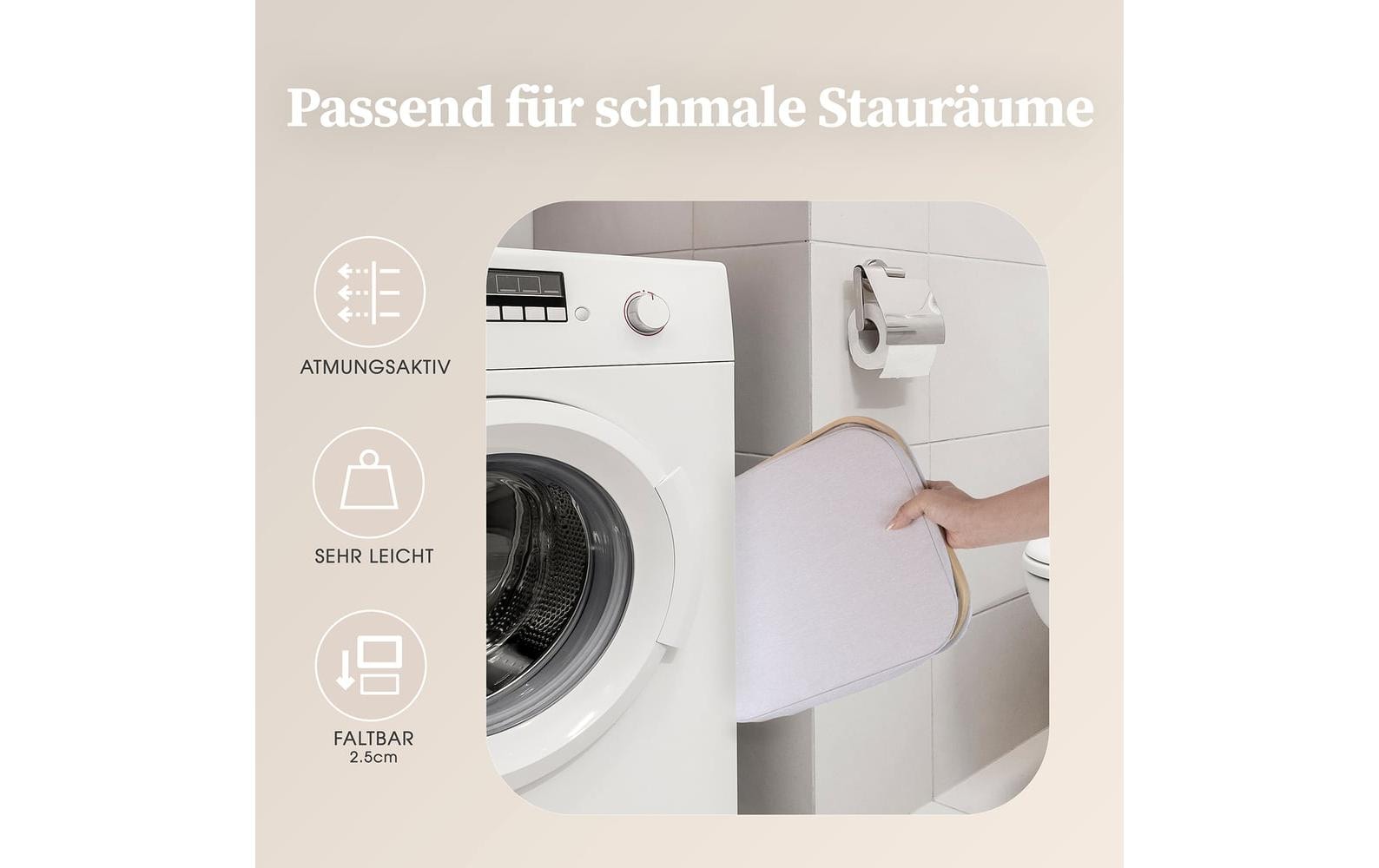 Hennez Adrian Aufbewahrungskorb 40 l – Polyester – Beige/Weiss – 310 × 410 × 310 mm