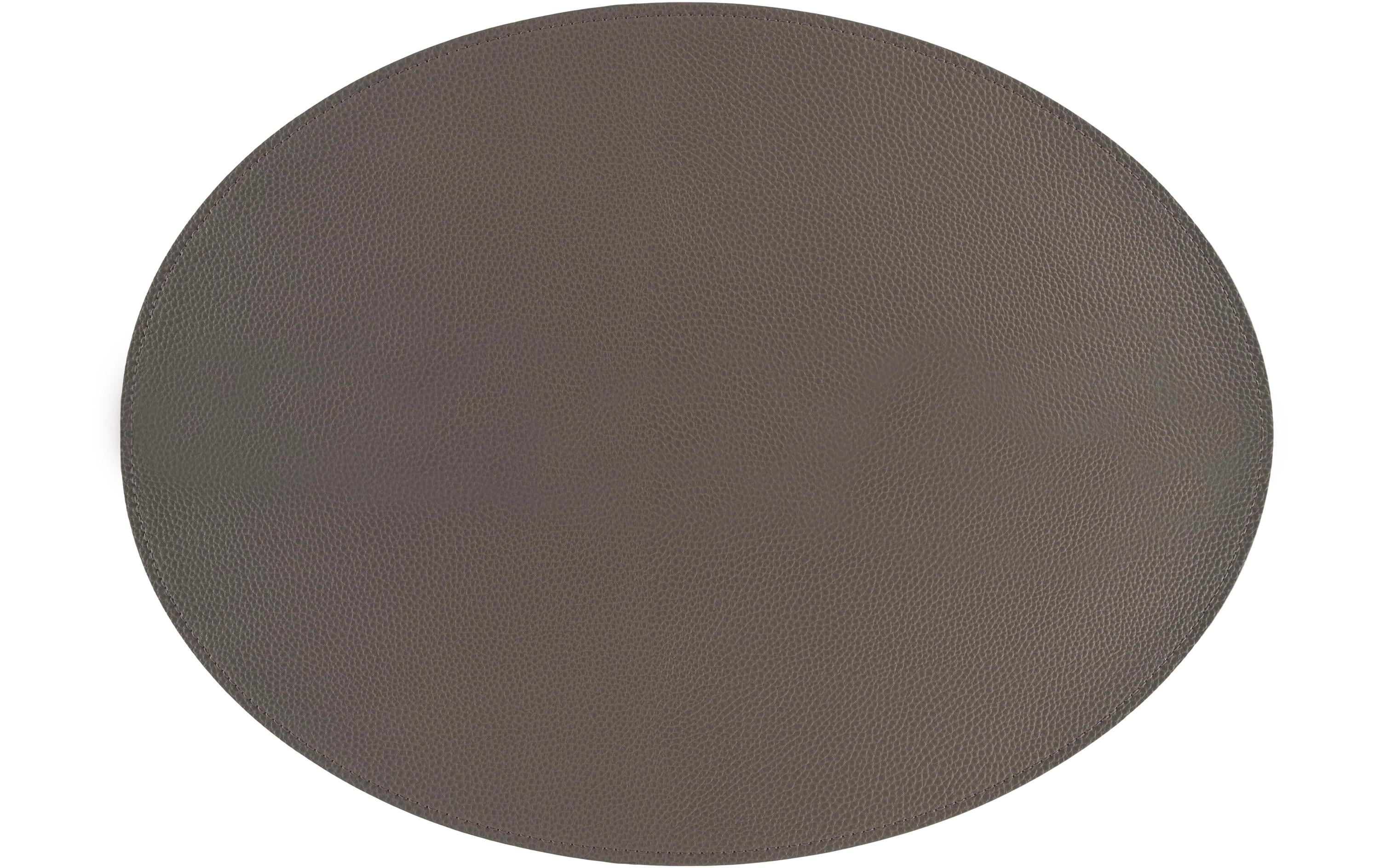 Tiseco Tischset – 33×45 cm, oval, Kunstleder, Grau, Trudo