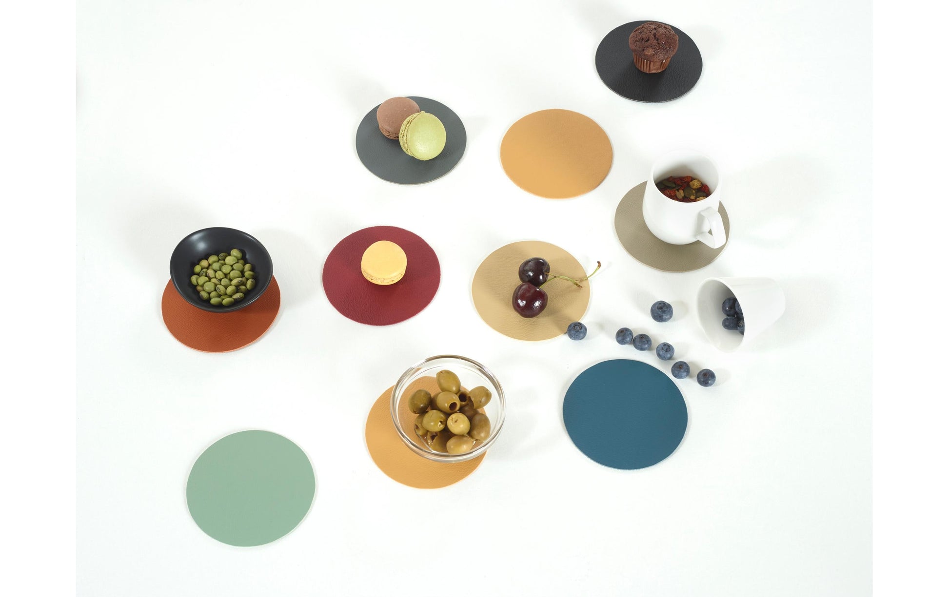 Tiseco Untersetzer TOGO – 4er Set, Ø 10 cm, Kunstleder, Schwarz, für Gläser