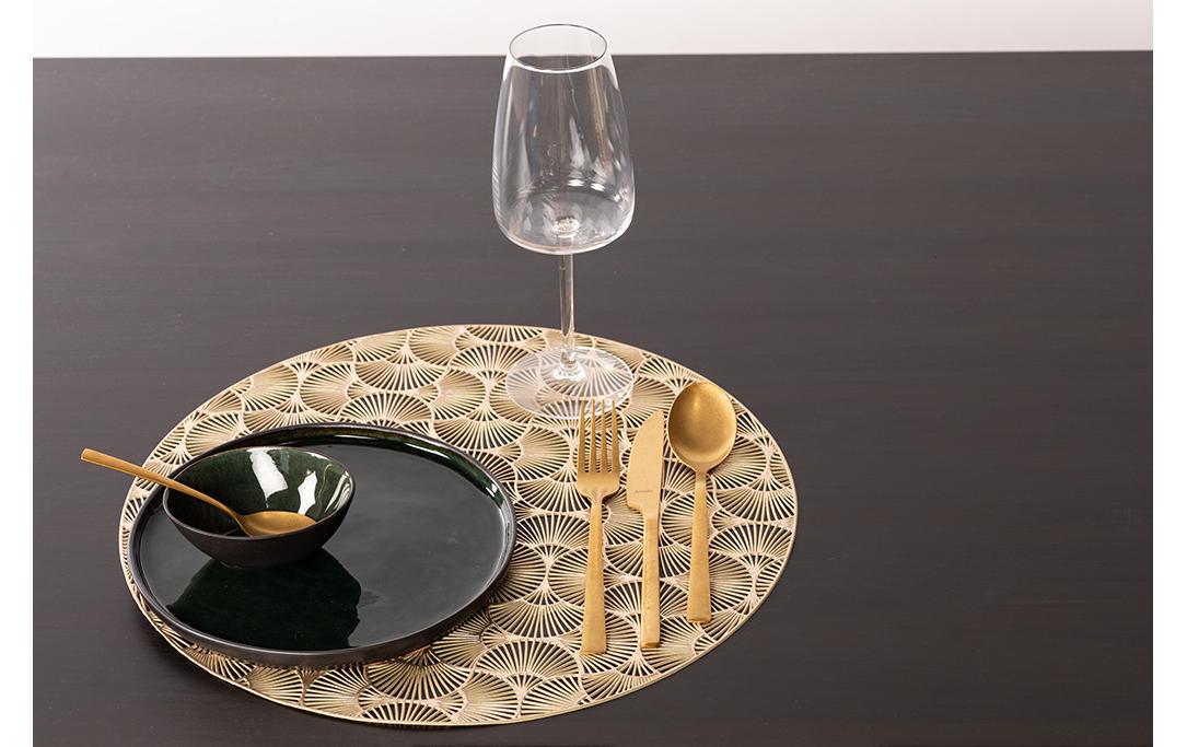 Tiseco Tischset CAPELLINI – PVC, Gold, 38 × 38 cm