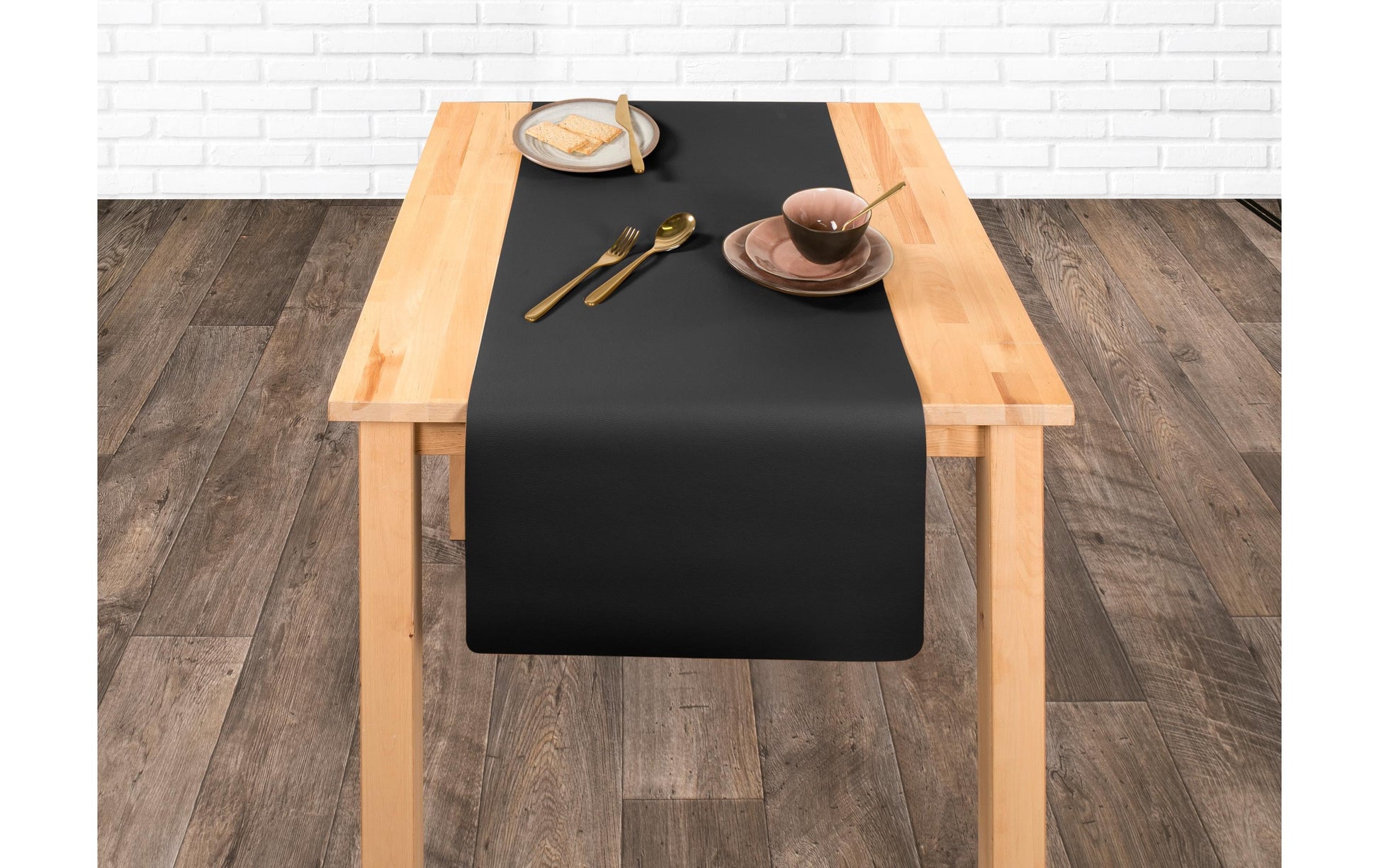 Tiseco Tischläufer – 45×145 cm, Kunstleder, Schwarz