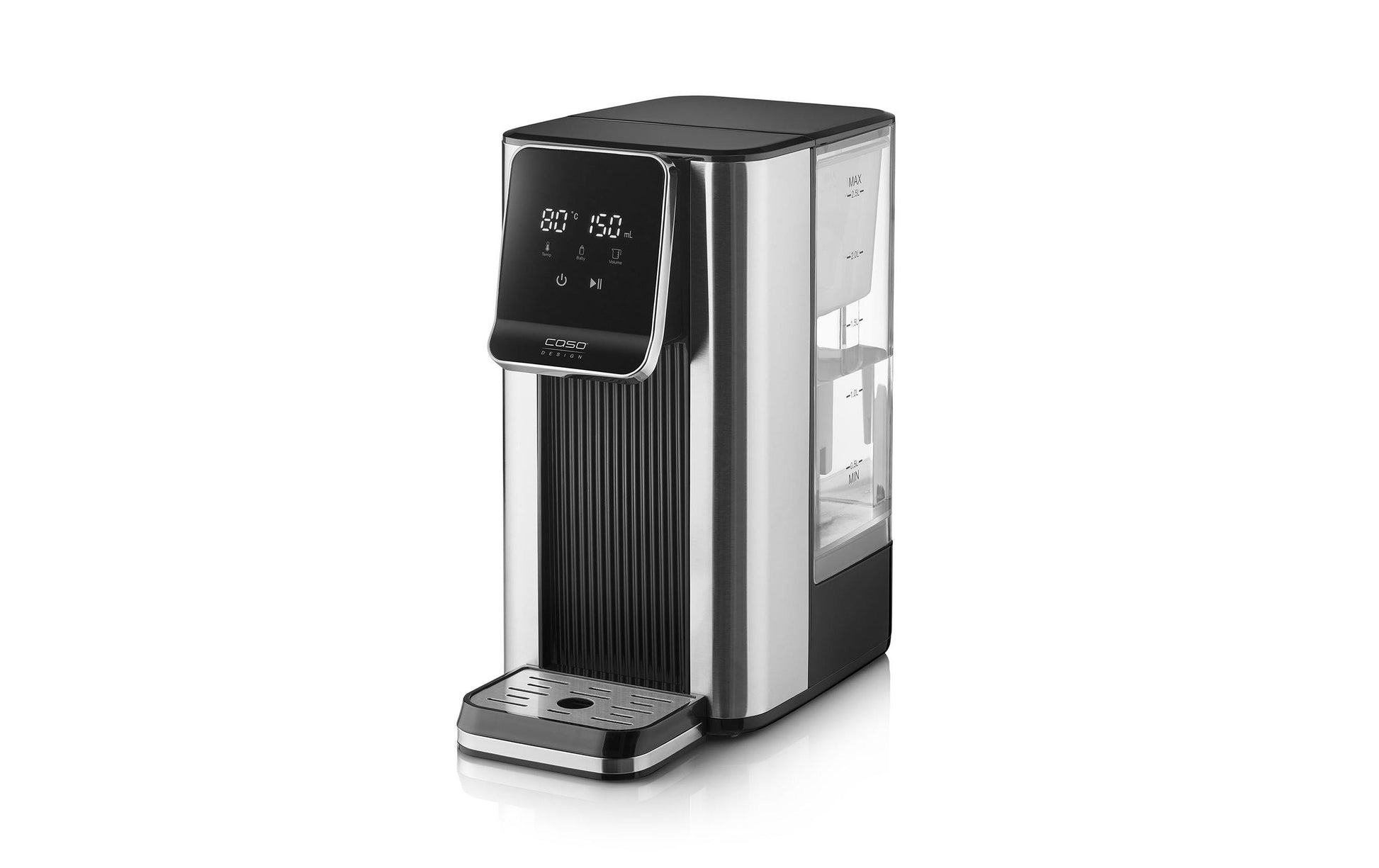 Caso Wasserkocher HW630 – 2,5 l, Edelstahl, 2600 W, Schwarz, Silber