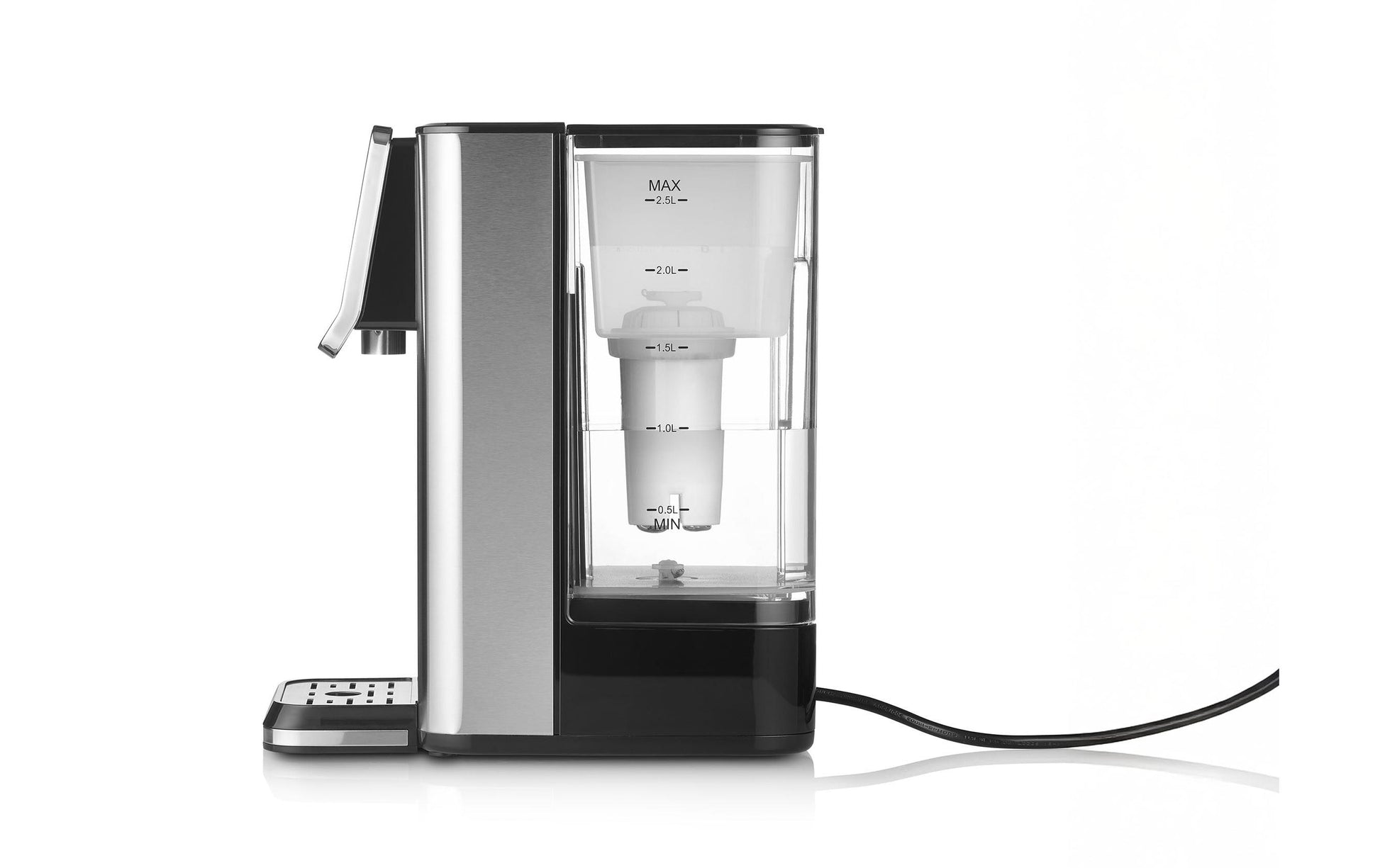 Caso Wasserkocher HW630 – 2,5 l, Edelstahl, 2600 W, Schwarz, Silber