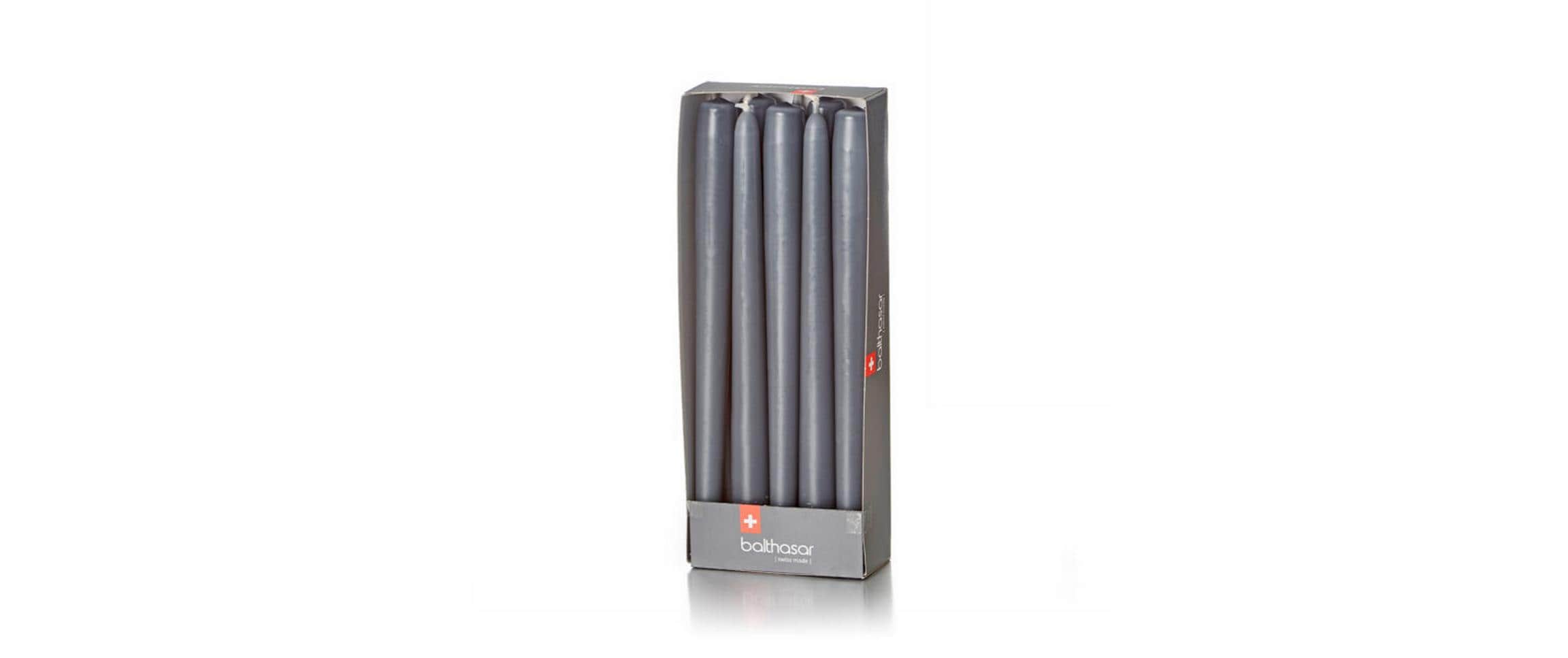 Balthasar Etoilekerzen – Ø 2,2 × 24 cm – Grau – 8 h – 10er-Pack