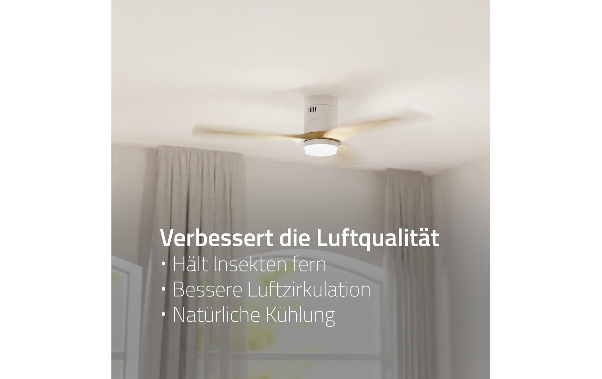 Hombli Smart Deckenventilator & Licht – 132 cm, App-Steuerung (WLAN), Weiss/Hellbraun