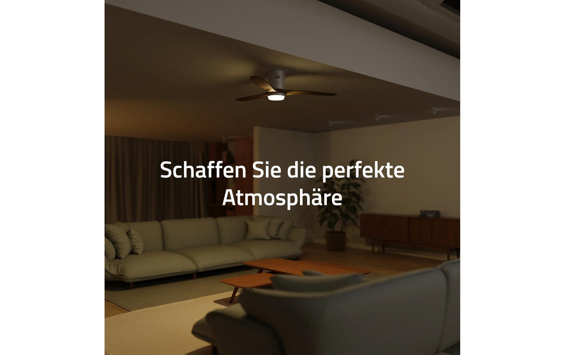 Hombli Smart Deckenventilator & Licht – 132 cm, App-Steuerung (WLAN), Weiss/Hellbraun