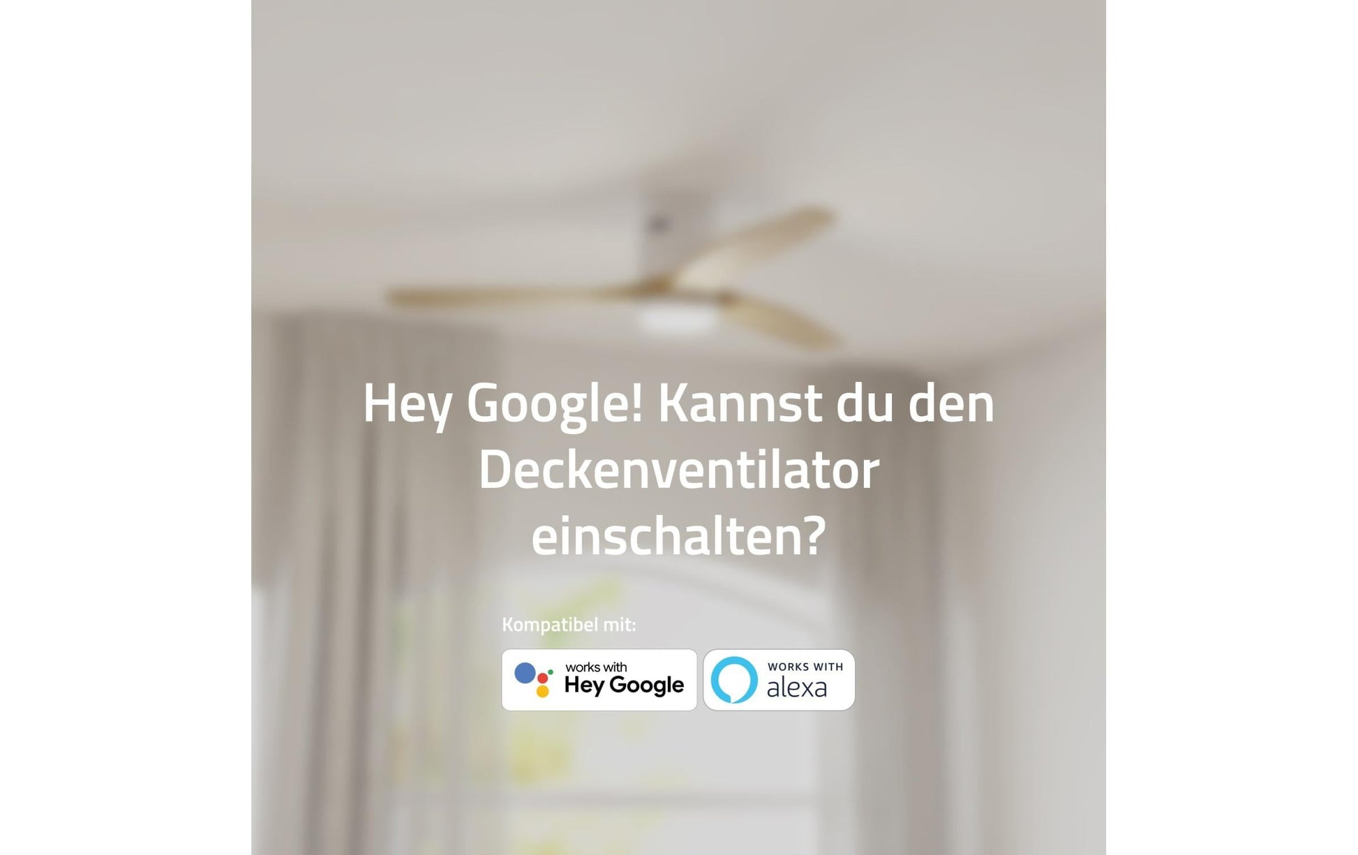 Hombli Smart Deckenventilator & Licht – 132 cm, App-Steuerung (WLAN), Weiss/Hellbraun