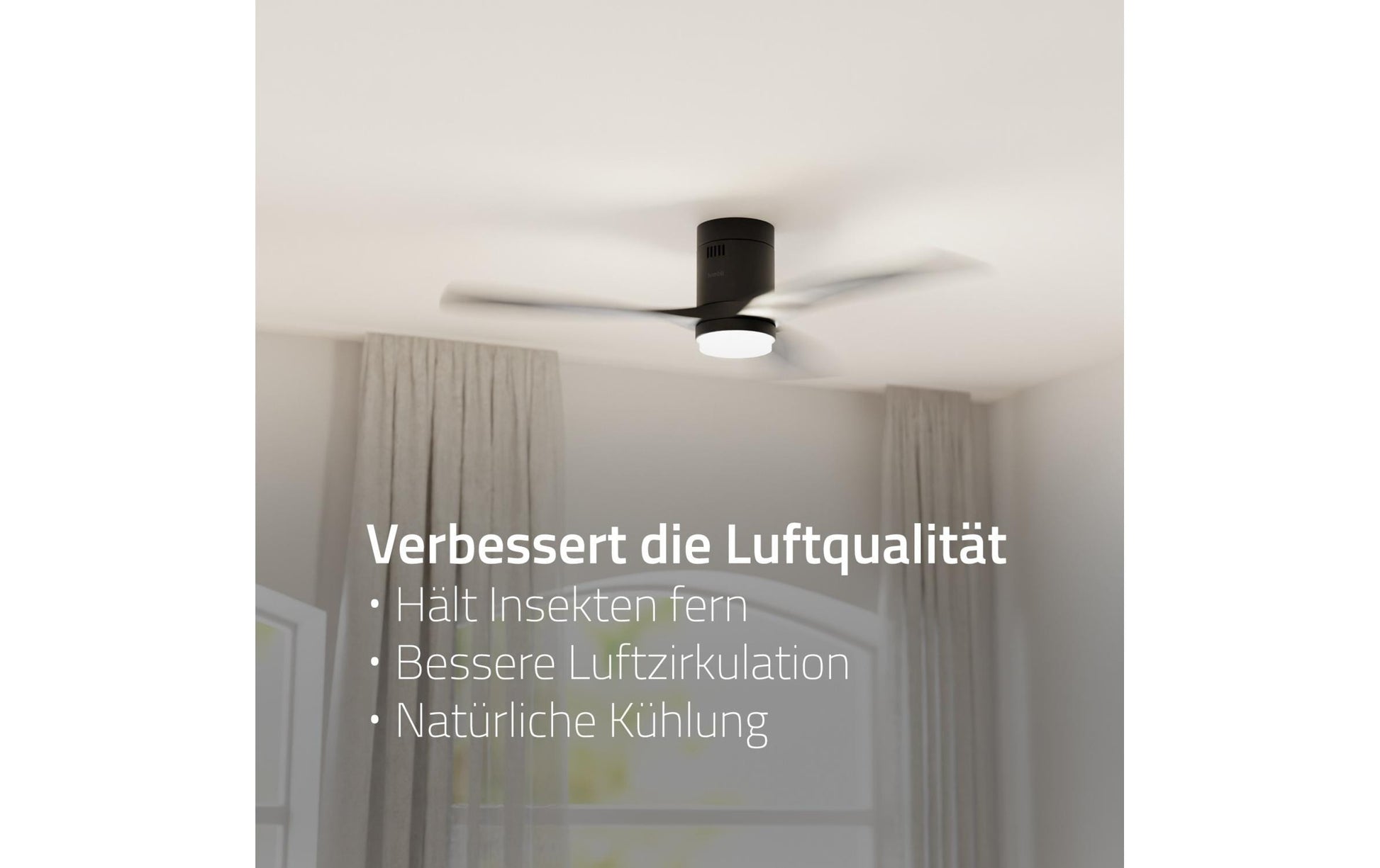 Hombli Deckenventilator – 132 cm, App-Steuerung (WLAN), 43 dB(A), Schwarz