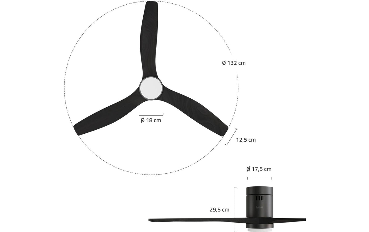 Hombli Deckenventilator – 132 cm, App-Steuerung (WLAN), 43 dB(A), Schwarz