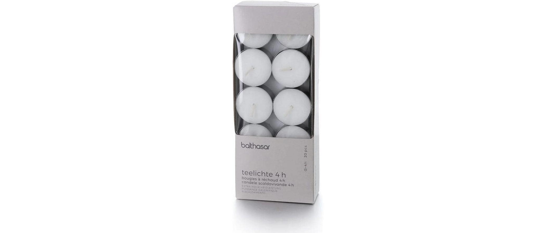 Balthasar Teelicht – Ø 3,8 × 1,5 cm – Paraffin, weiss – 20-teilig