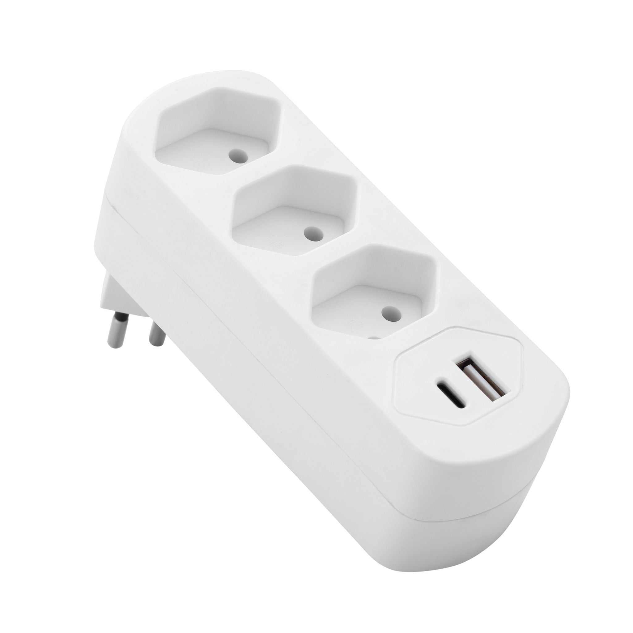M. Schönenberger Schönenberger Steckdosenleiste, 3×T13, 1×USB‑A + 1×USB‑C PD 30 W, ohne Schalter, Eingang T12 – weiss