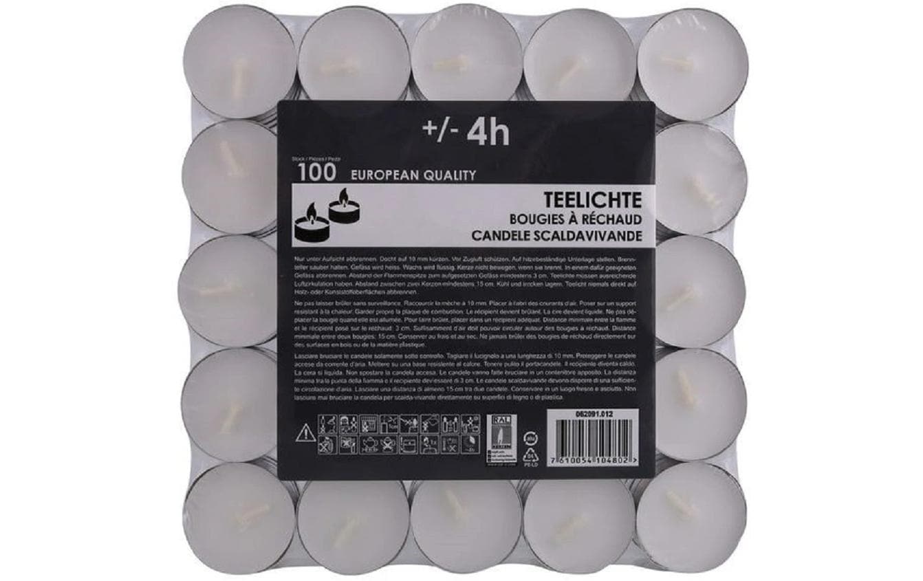 Balthasar Teelicht – Ø 3,9 × 1,5 cm – Aluminium, weiss – 100-teilig