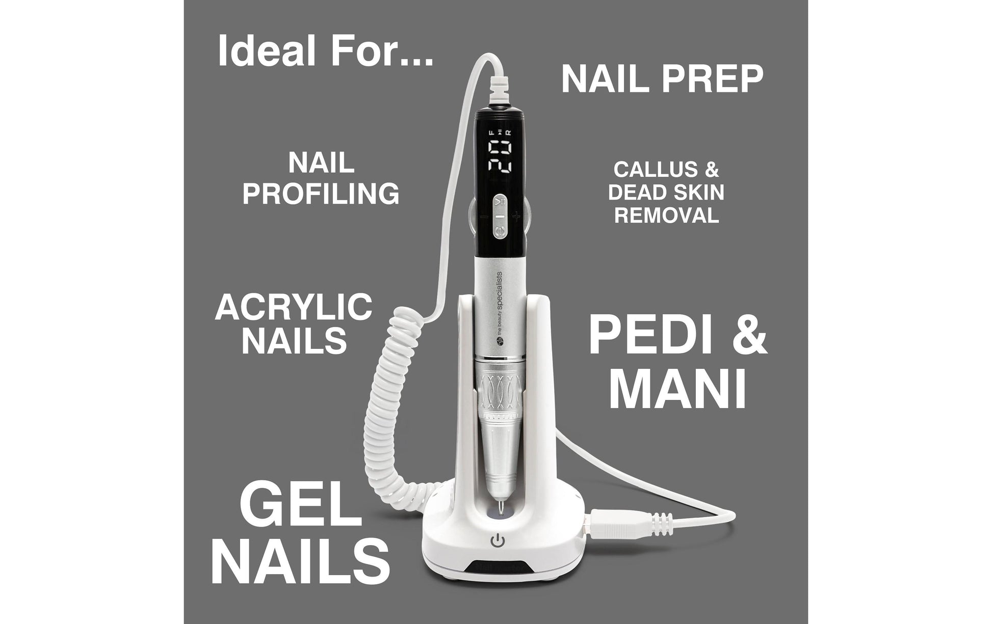 Rio Elektrische Nagelfeile – USB – Set – 20,5 × 7,5 cm – Schwarz, Weiss
