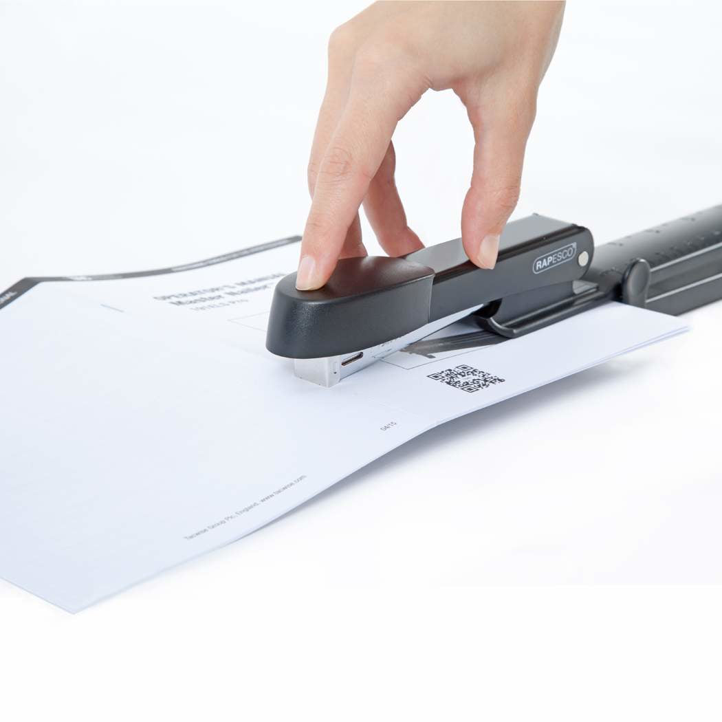 Rapesco Marlin Langarm Heftgerät – 25 Blatt, Flat Clinch, Schwarz