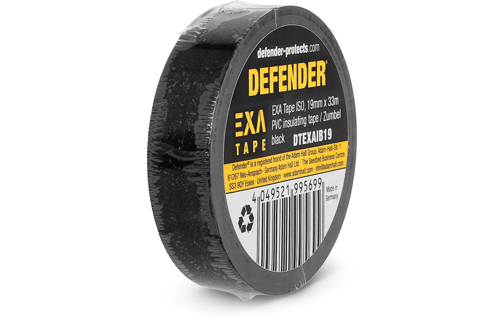Defender Isolierband, 19 mm × 33 m, PVC, stark haftend – schwarz