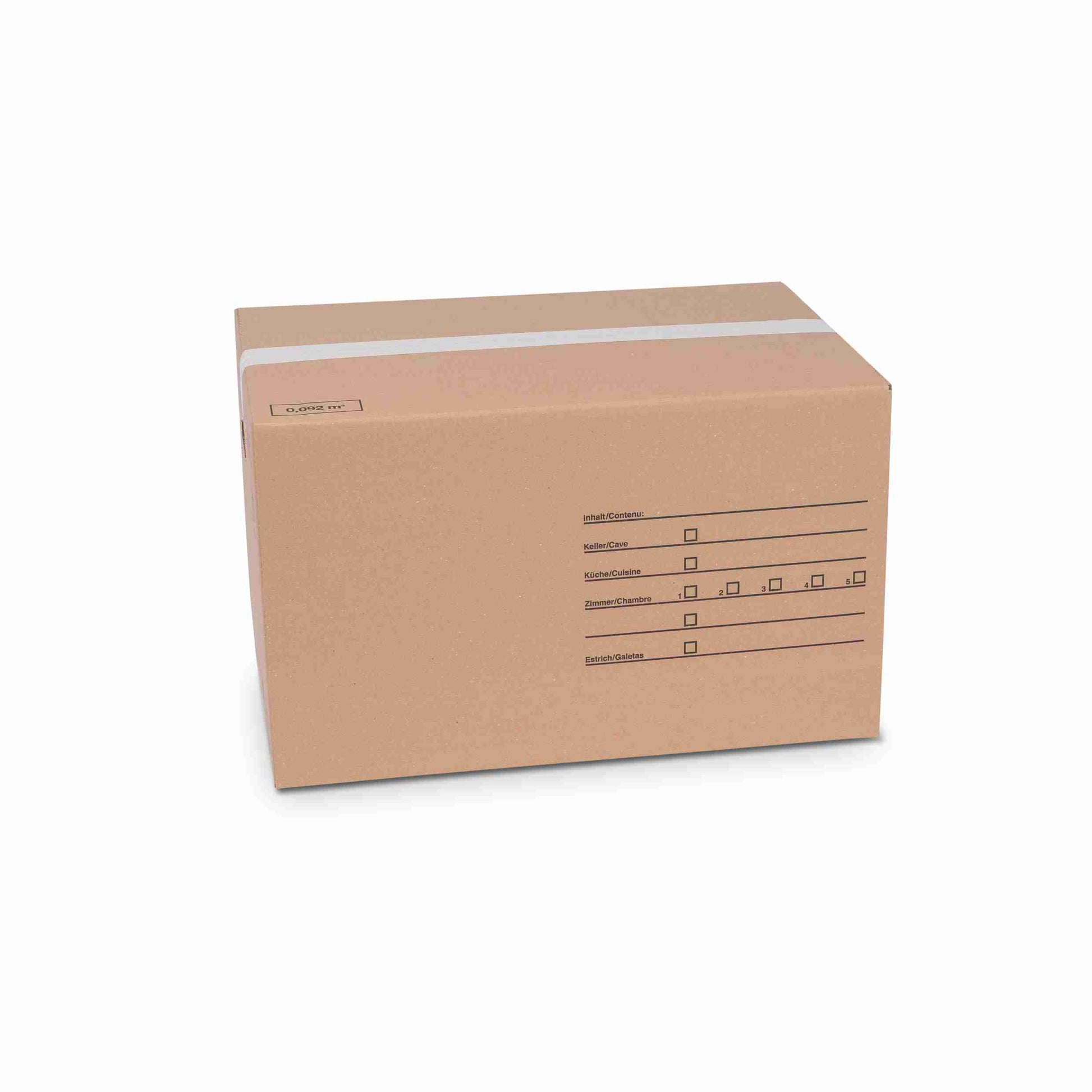 Model Versandverpackung – 594 × 394 × 350 mm, braun, Wellkarton, Grifflöcher, Formularfelder, selbstklebend – 1 Stk., ab 20 Stk.
