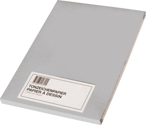 Papyrus Tonzeichenpapier – A4, 130 g/m², silbergrau, matt, 100 Blatt