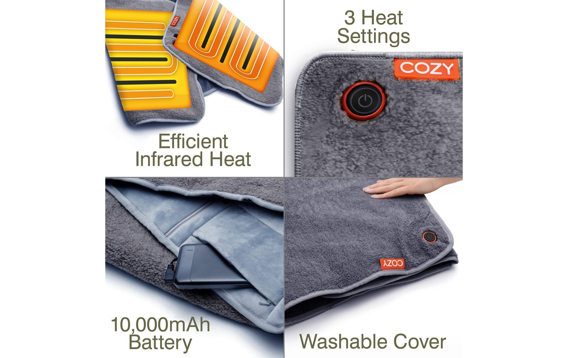 Bodi-tek Cozy Jorv Wohndecke – Baumwolle, Polyester, Grau – 50 × 120 cm