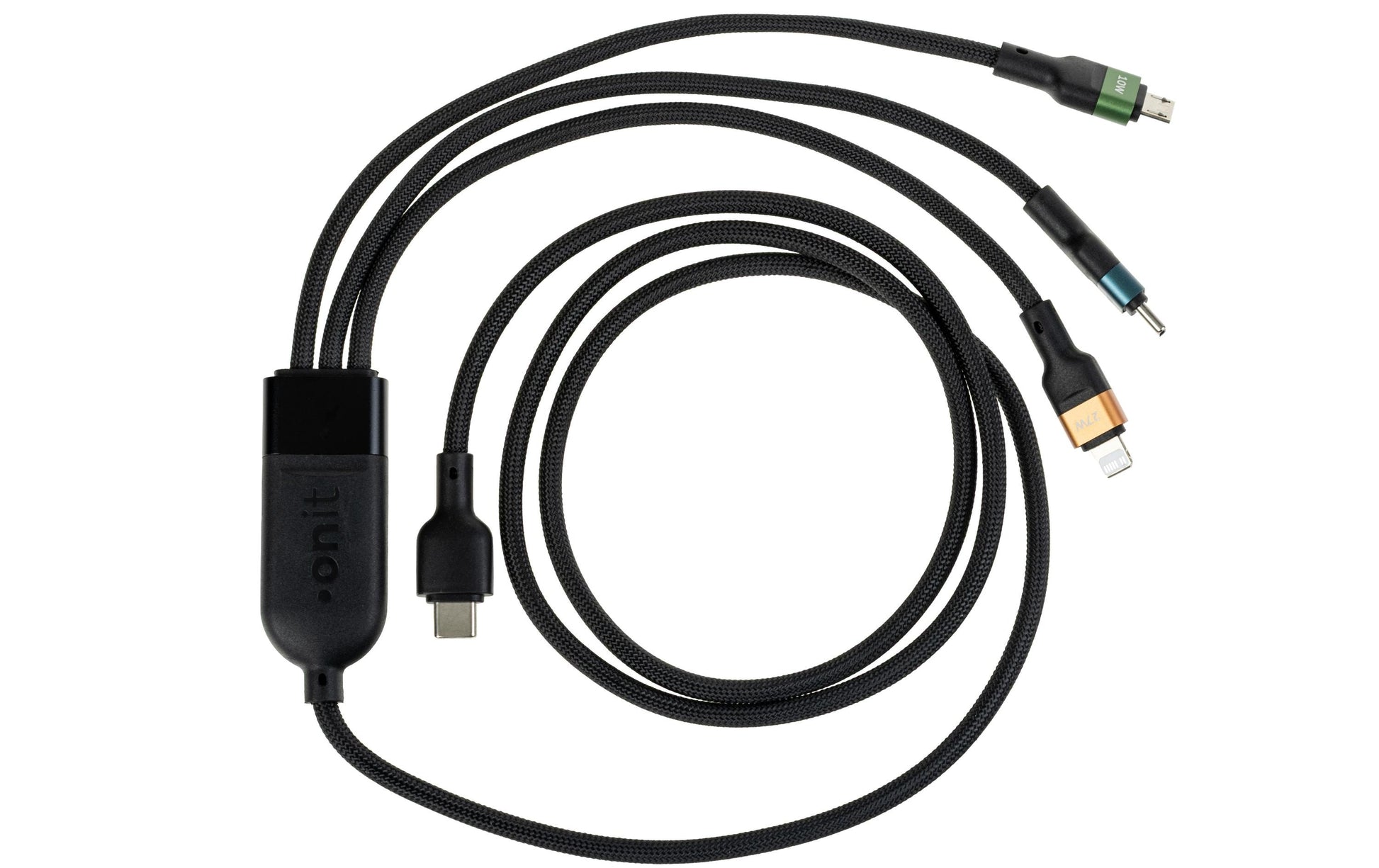 Onit Multi-Kabel – 3-in-1 USB-C auf USB-C/Lightning/Micro-USB 1,2 m, PD 100 W, geflochten – für iPhone/Android