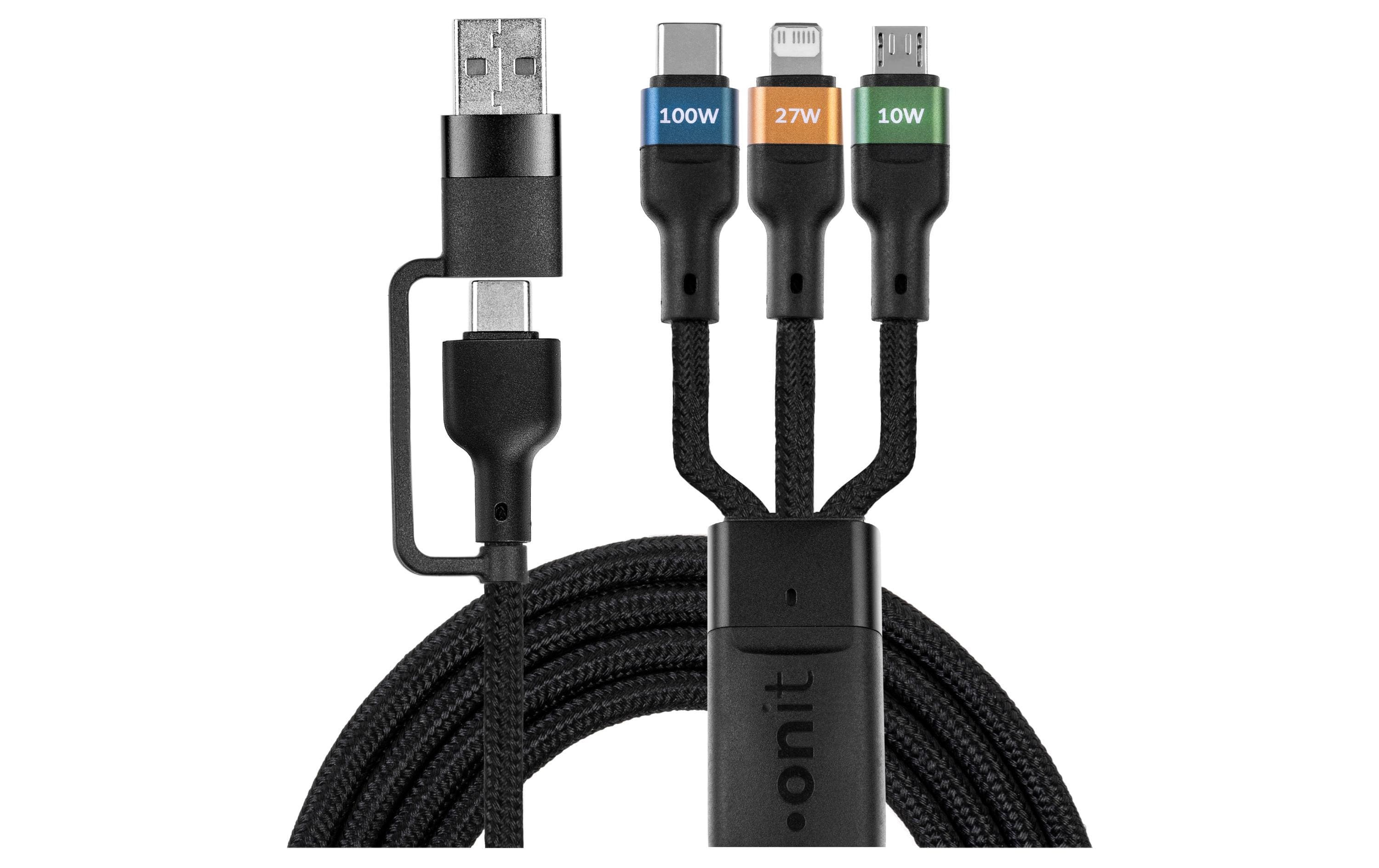 Onit USB-Kabel – USB-A/USB-C zu Lightning/Micro-USB/USB-C – USB 2.0 (480 Mbit/s) – 2 m – PD 100 W