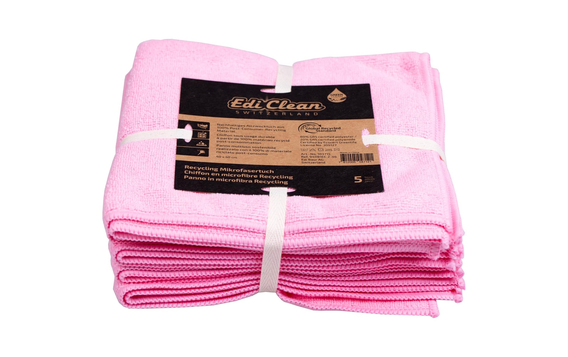 Edi Baur Mikrofasertuch – Rosa – 40 × 40 cm – 5er-Set
