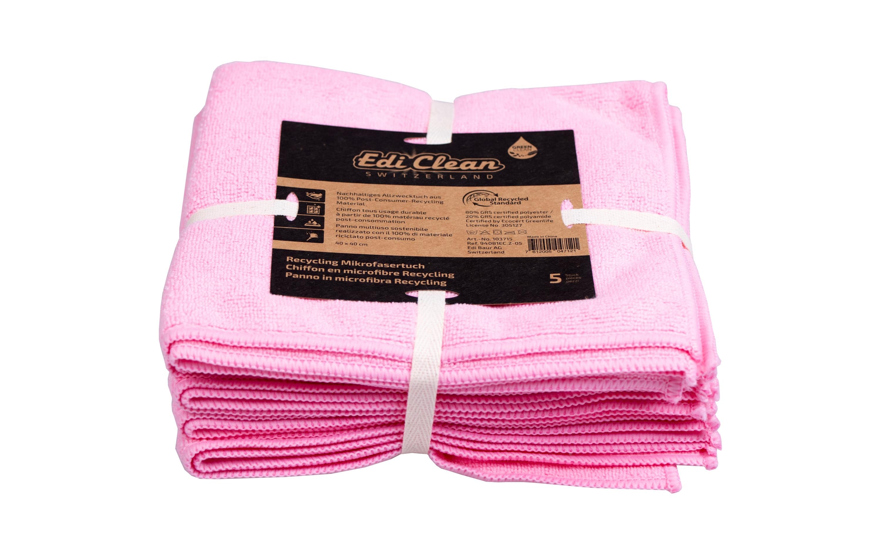Edi Baur Mikrofasertuch – Rosa – 40 × 40 cm – 5er-Set
