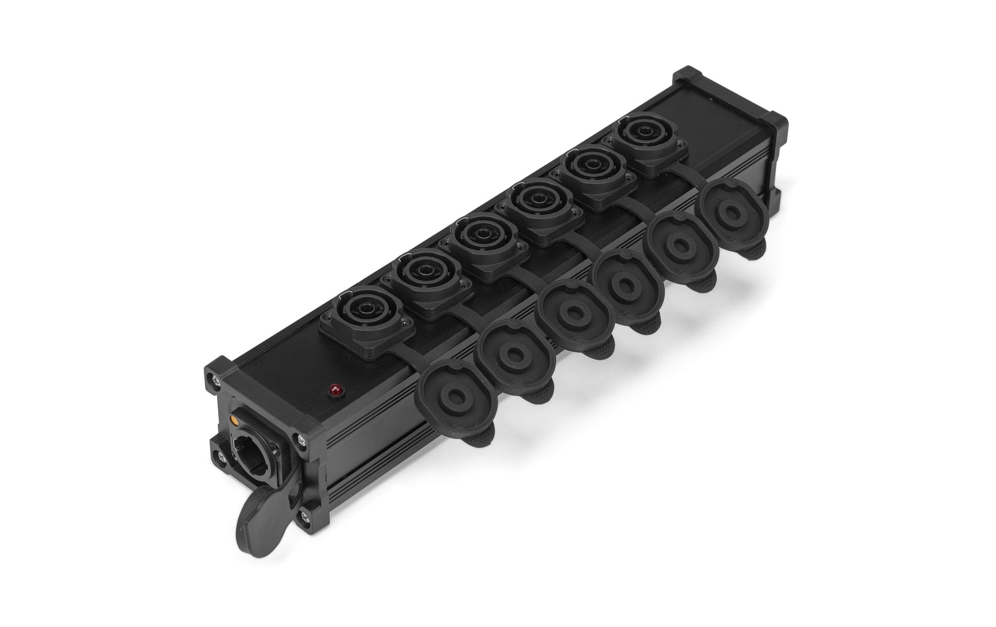 PD Connex Steckdosenleiste, 7×Powercon TR-Out, mit 7 Schaltern, Powercon Eingang – schwarz