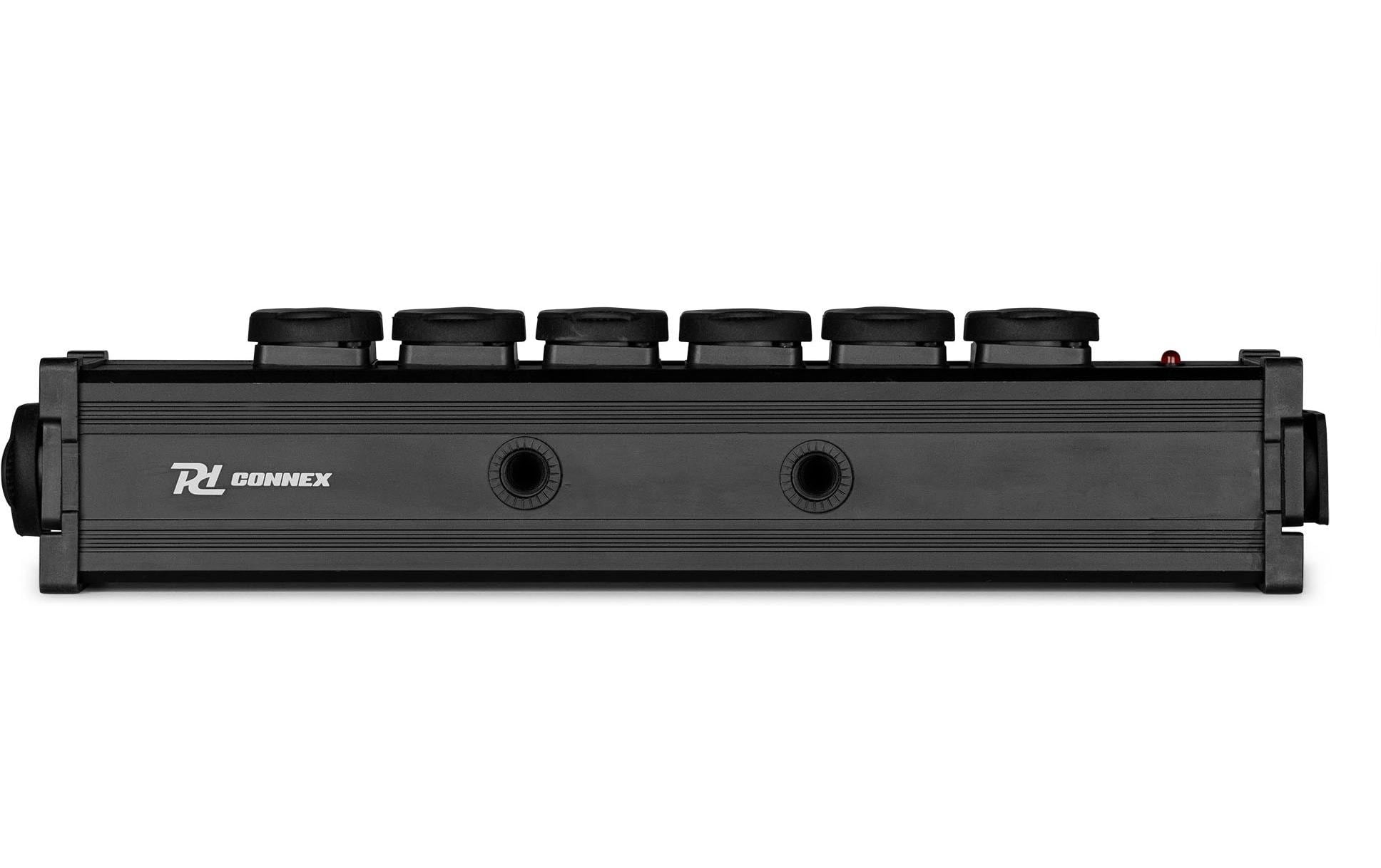 PD Connex Steckdosenleiste, 7×Powercon TR-Out, mit 7 Schaltern, Powercon Eingang – schwarz