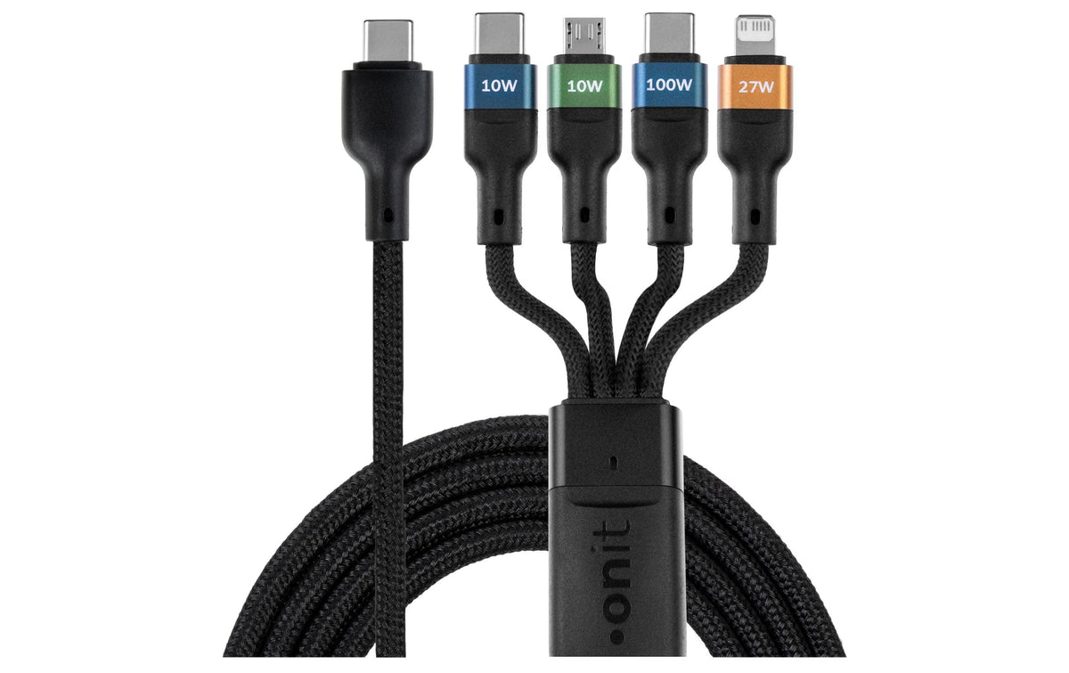 Onit USB-Kabel – USB-C auf Lightning, Micro-USB-B, USB-C – USB 2.0 (480 Mbit/s) – 1,2 m – PD 100 W – Schwarz