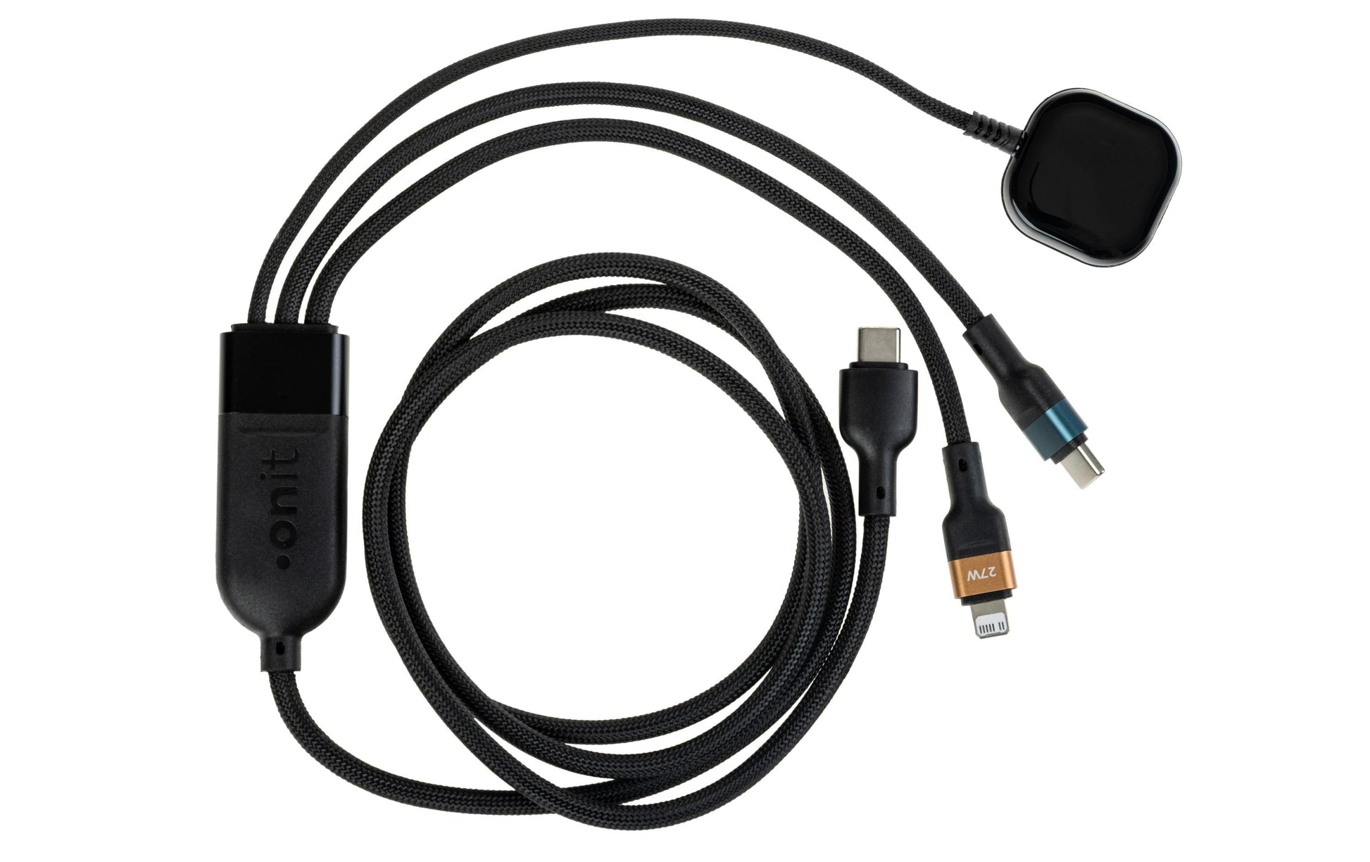 Onit Multi-Kabel – 3-in-1 USB-C auf USB-C/Lightning/Spezial 1,2 m, geflochten, Schwarz – für iPhone/Android