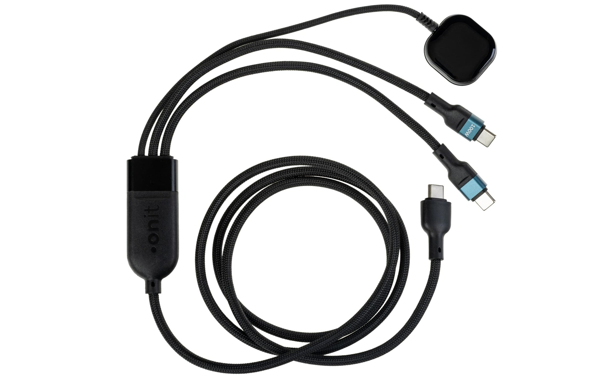 Onit USB-C auf USB-C Kabel – USB 2.0 (480 Mbit/s) – 1,2 m – PD 100 W – Textilmantel, verstärkt – Schwarz