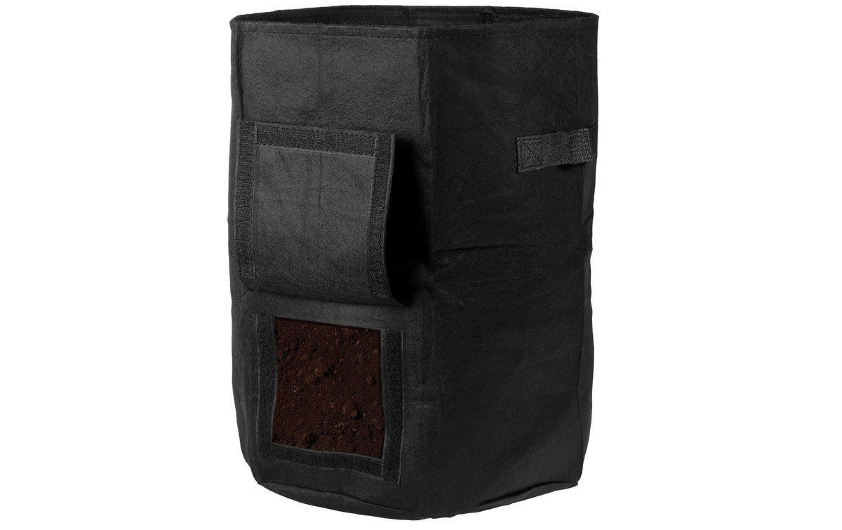 Struct Runde Pflanzentasche Ø 35 cm × 40 cm, Filz, Schwarz, für Aussenbereich, Balkon, Garten, 4er Set