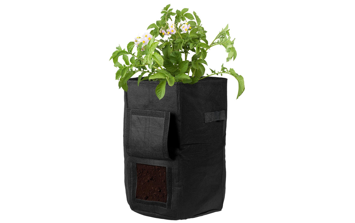 Struct Runde Pflanzentasche Ø 35 cm × 40 cm, Filz, Schwarz, für Aussenbereich, Balkon, Garten, 4er Set