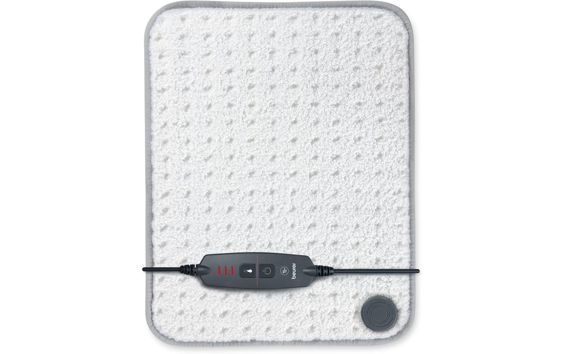 Beurer HK43 Supercosy Heizkissen – Flauschfaser, 3 Betriebsstufen, Hellgrau, Weiss