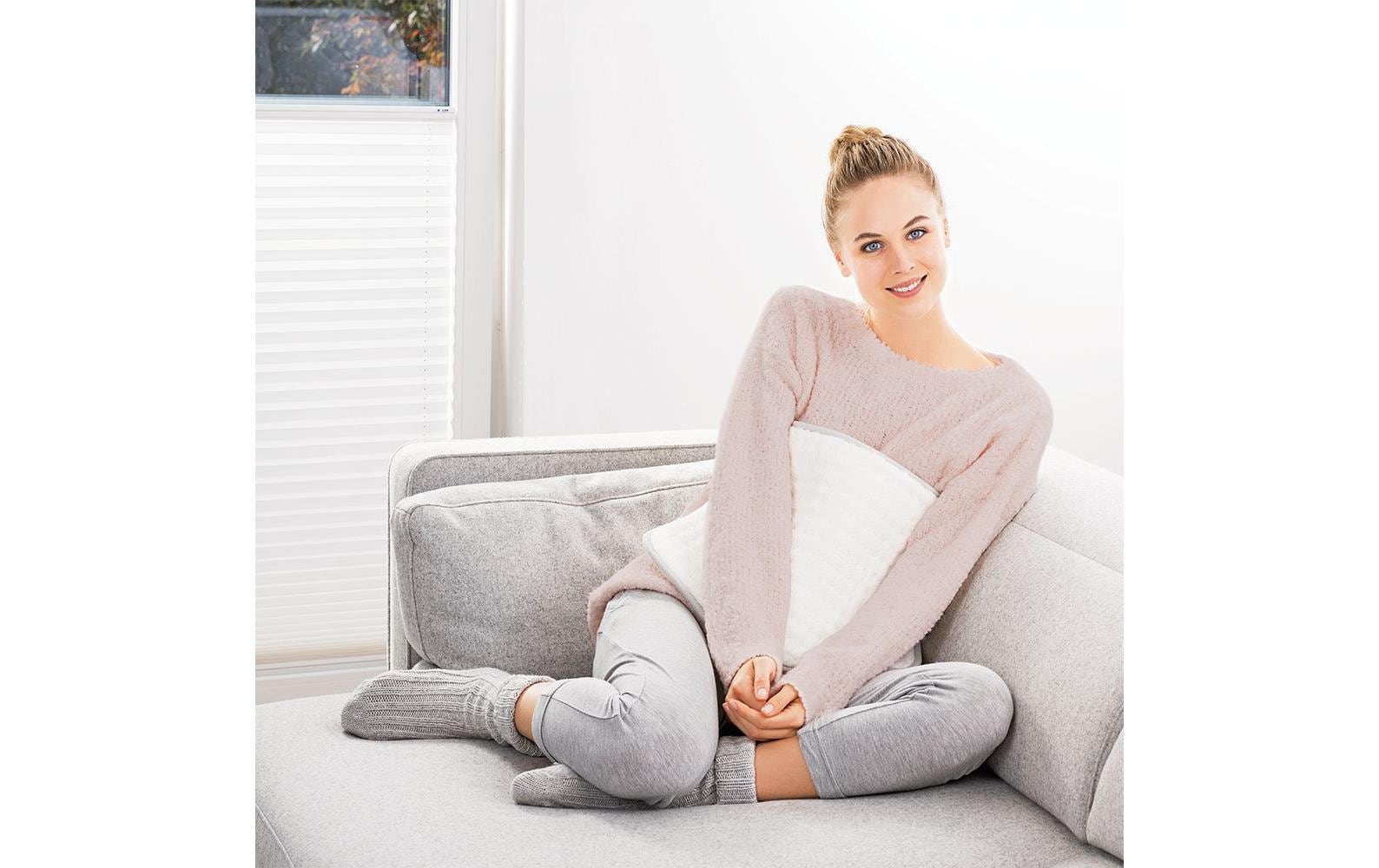 Beurer HK43 Supercosy Heizkissen – Flauschfaser, 3 Betriebsstufen, Hellgrau, Weiss