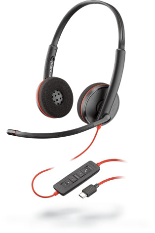 Poly Blackwire C3220 – Duo On-Ear Headset – USB-C, ANC, DSP – Schwarz – für Windows/Mac