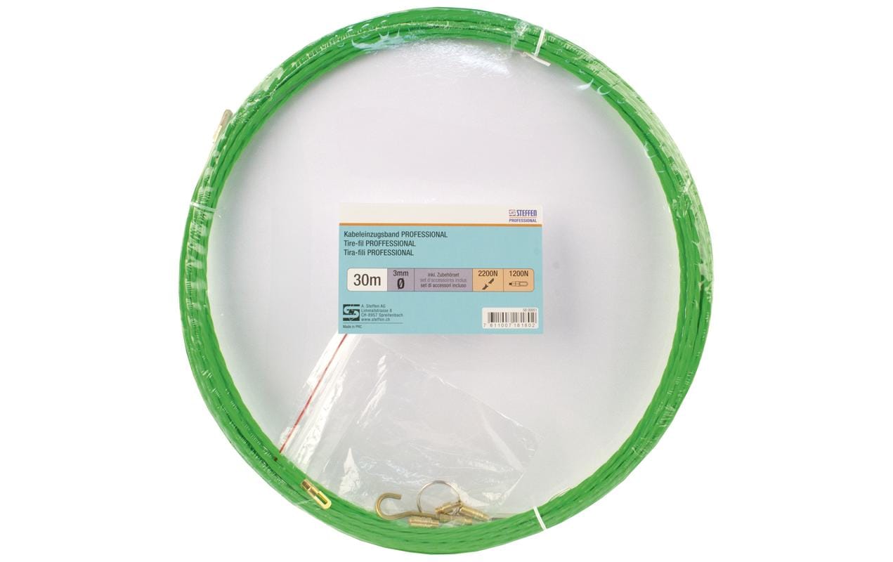 Steffen Einzugshilfe, Ø 3 mm × 30 m, PET – Grün
