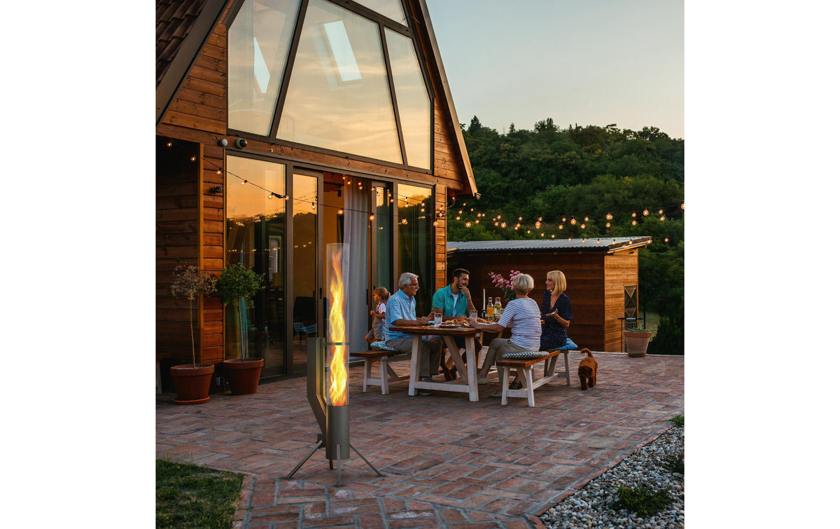 Gardenflare Windlicht – Edelstahl & Sicherheitsglas, schwarz – Ø 20 × 215 cm