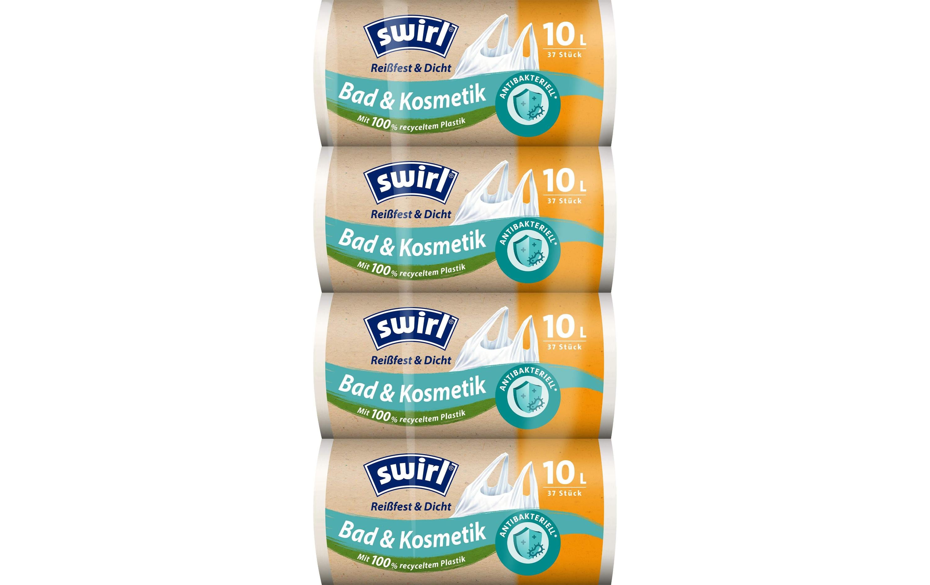 Swirl Kehrichtsack – 10 l, mit Zugband, PE, weiss, 4 Stk