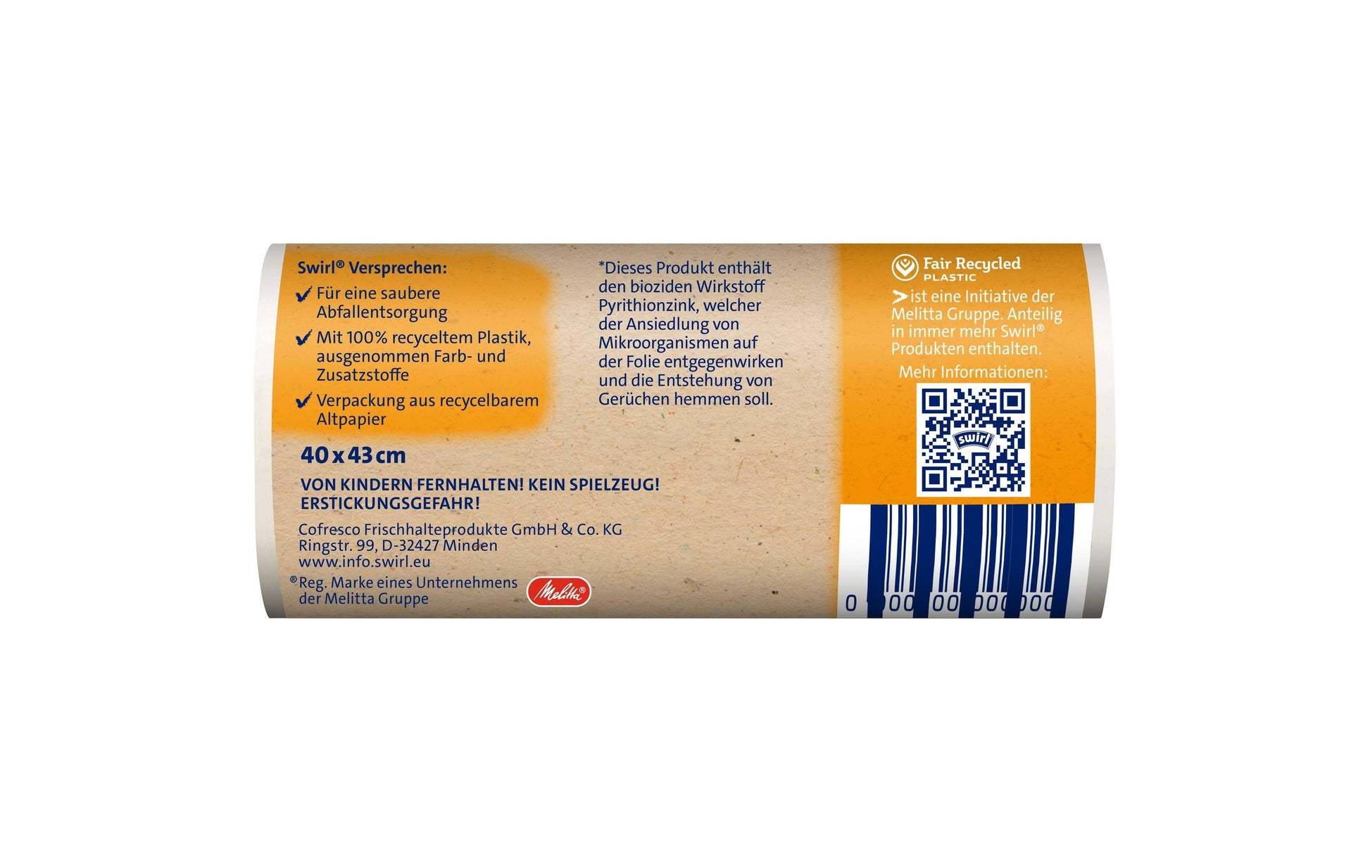 Swirl Kehrichtsack – 10 l, mit Zugband, PE, weiss, 4 Stk