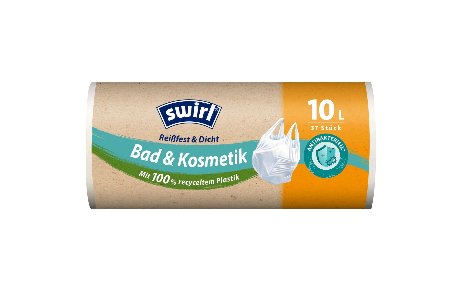 Swirl Kehrichtsack – 10 l, mit Zugband, PE, weiss, 4 Stk