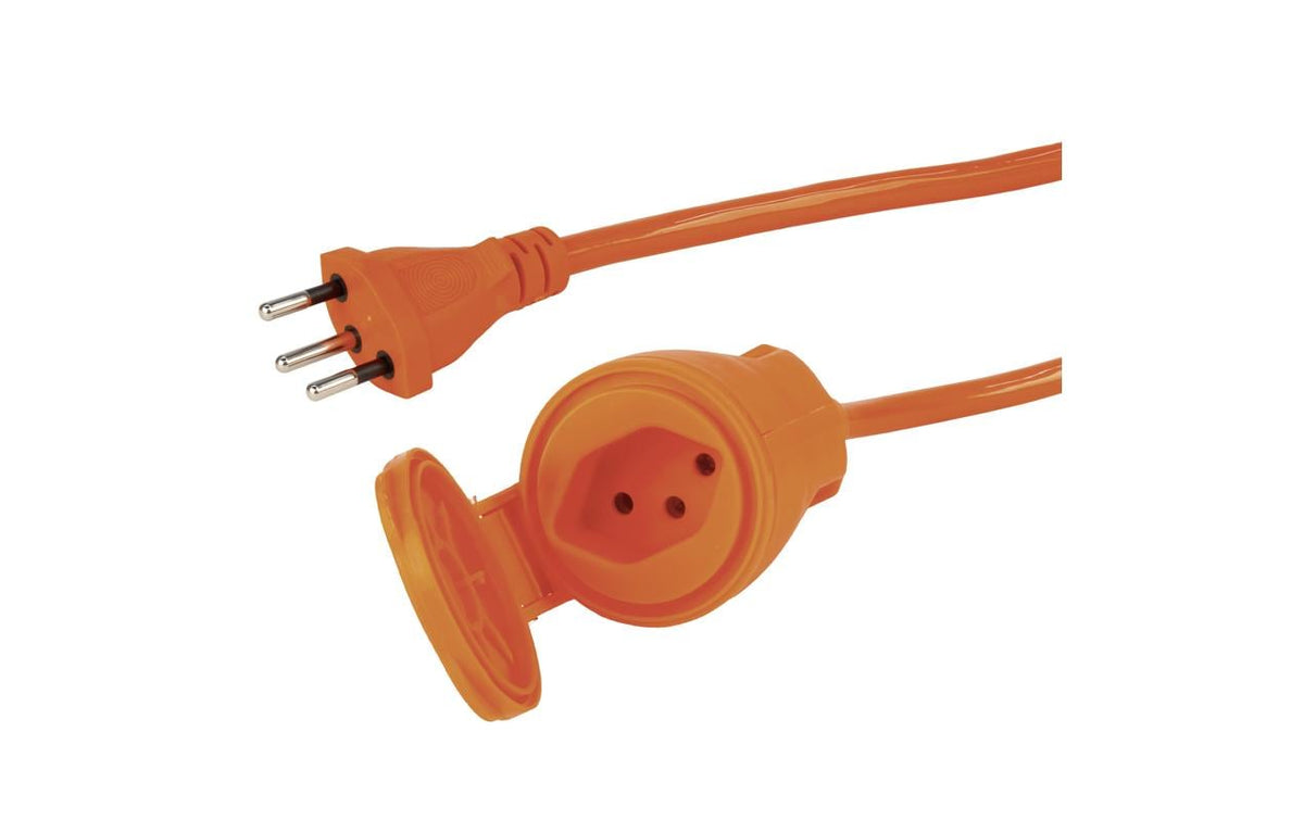 Steffen Verlängerungskabel T12–T13, 5 m, IP44, 1,5 mm², mit Kinderschutz, angespritzt – Orange