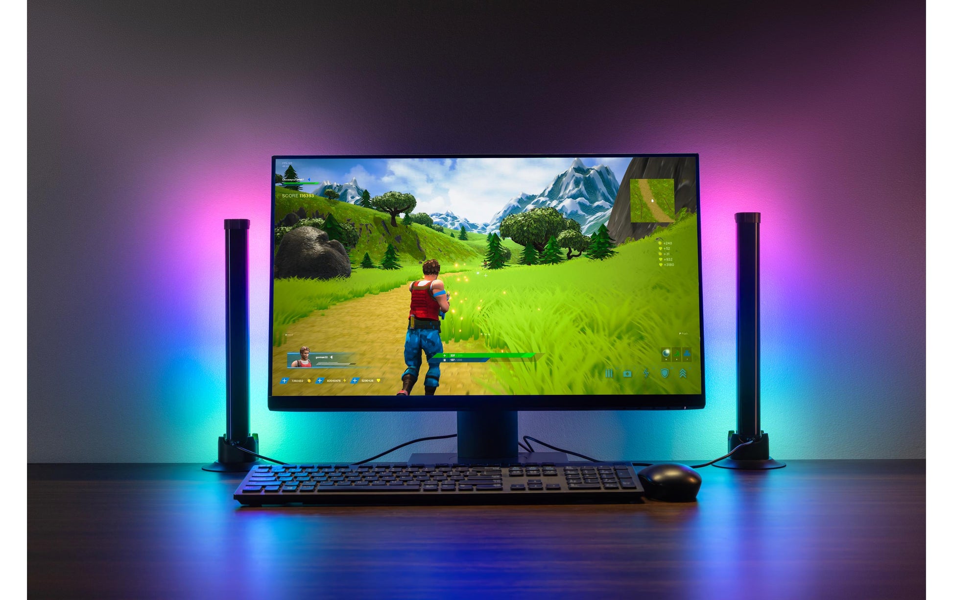 EGLO Tischleuchte GAMER LIGHT – LED 3,3 W, 320 lm, mehrfarbig (RGBW), dimmbar, Fernbedienung – Schwarz