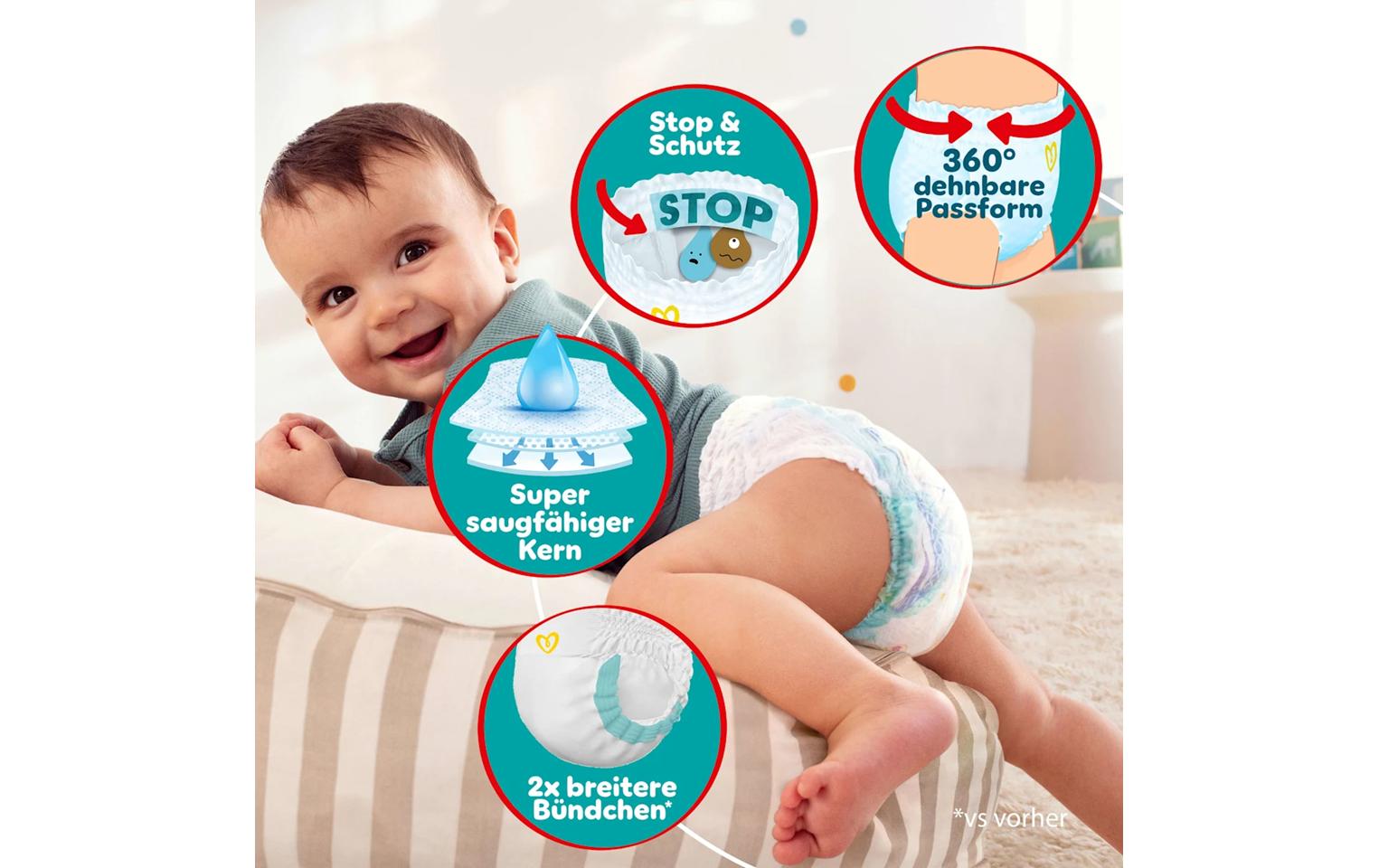 Pampers Windelhose – Grösse 4, 9–15 kg, 27 Stück – weiss