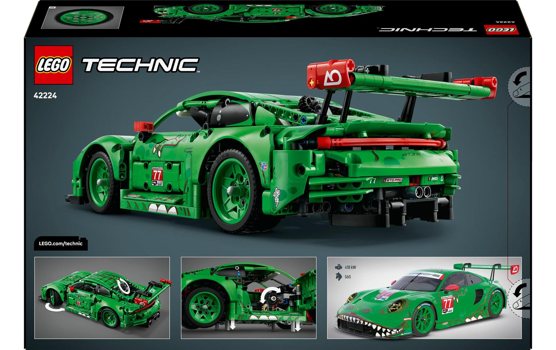 LEGO Technic Porsche 911 GT3 R REXY AO Rennwagen – 1313-teilig – 28,2 × 11,8 × 45,6 cm – ab 11 J.